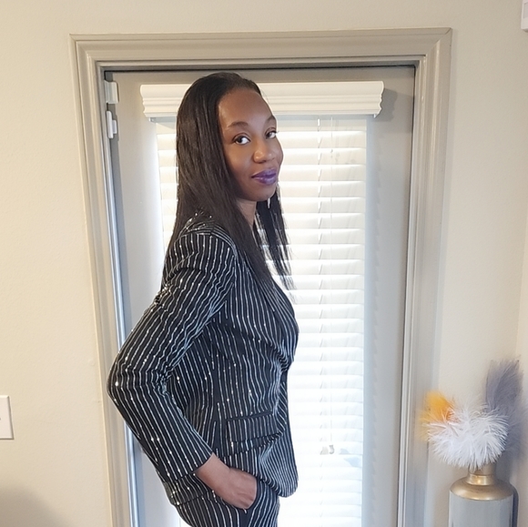 Rhinestone Pinstripe Blazer - Picture 4 of 7